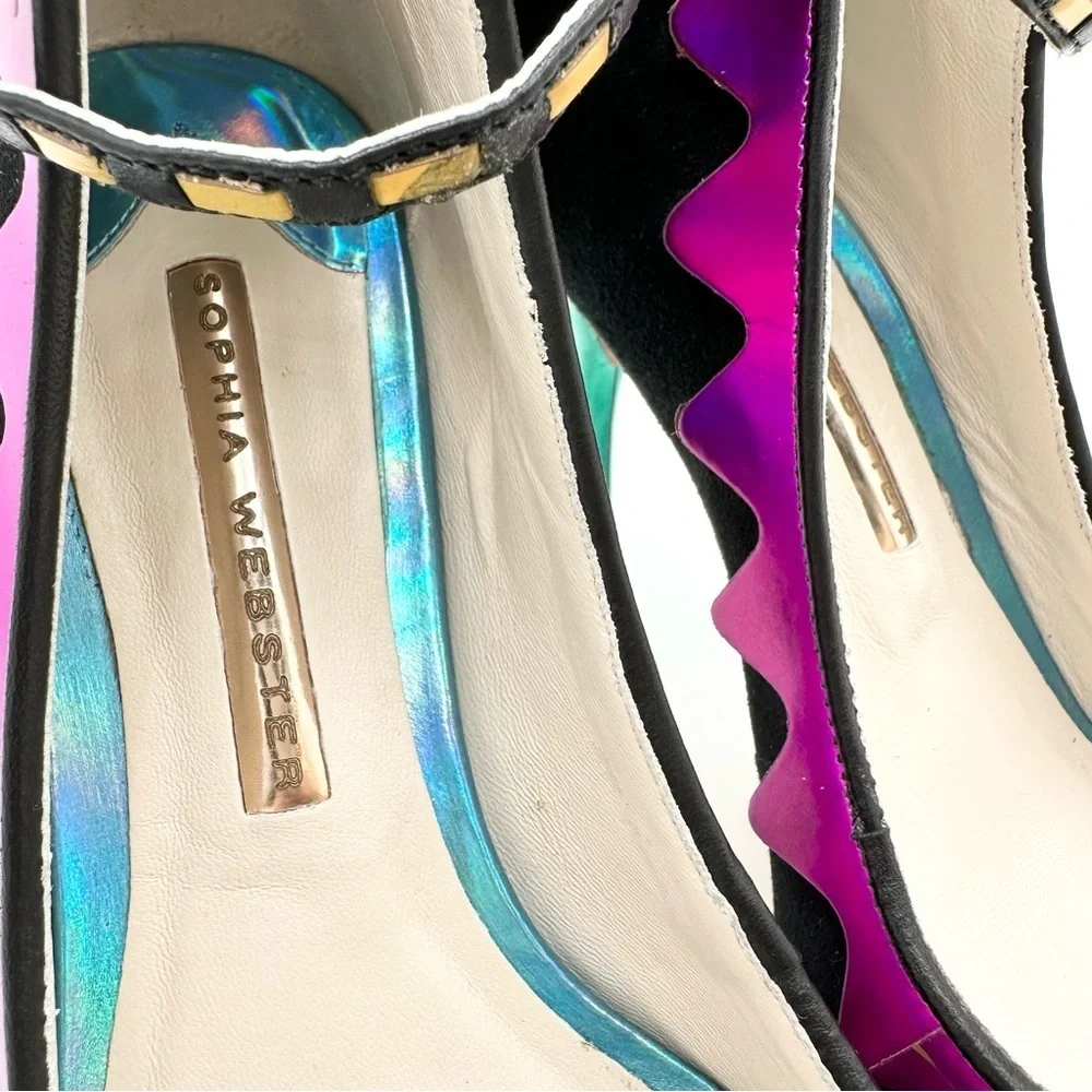 Sophia Webster Roka Iridescent Leather and Suede Pumps
